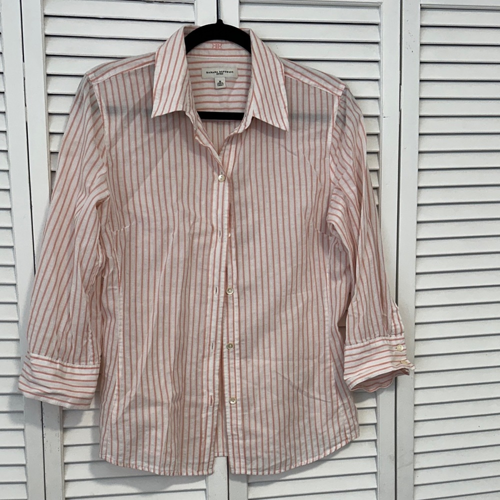 Banana Republic Light Pink Striped Shirt